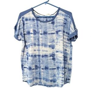 Lucky Brand Blue and White Tie-Dye Tee